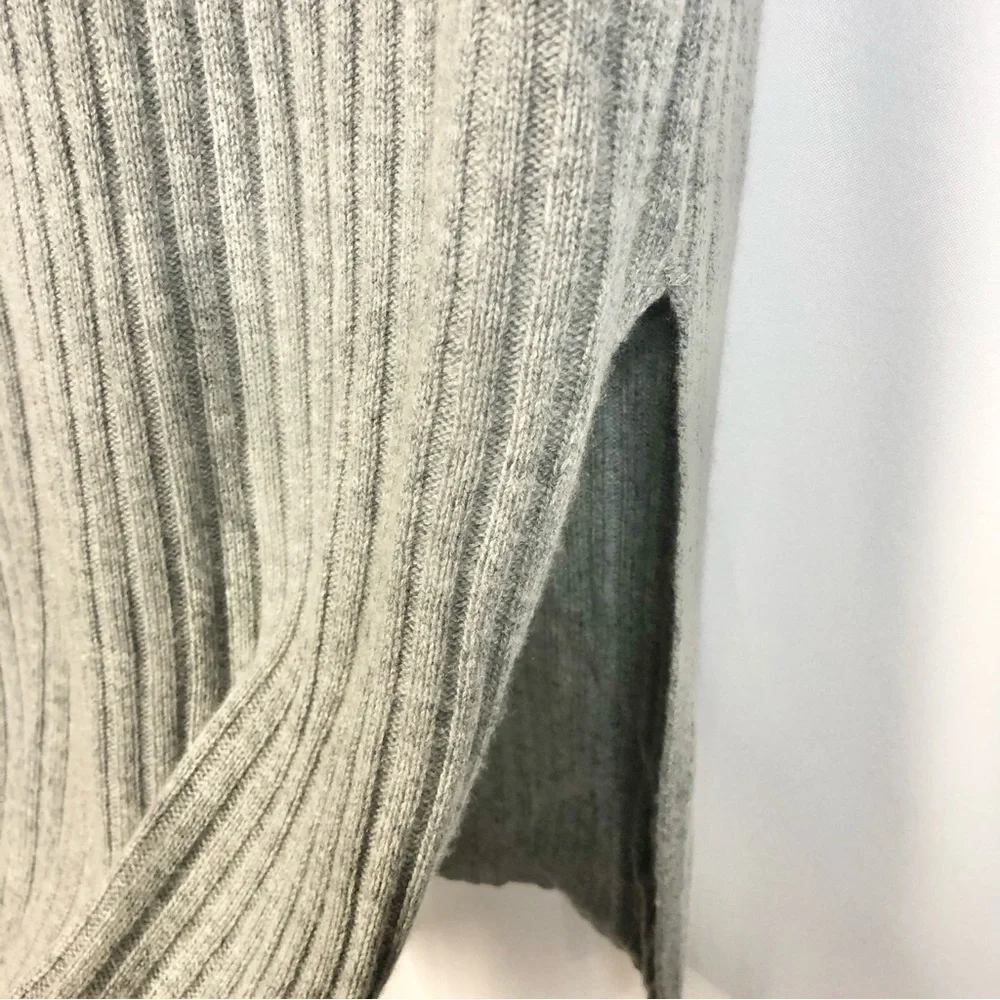 AG Adriano Goldschmied Reign Gray Ribbed Wool Cashmere Midi Sweater Dress M - Picture 7 of 7